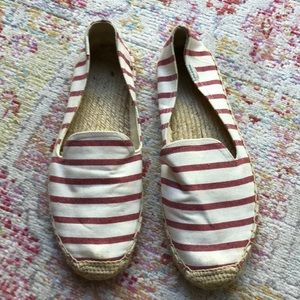 Soludos White/Red Stripe Breton Espadrille Slide